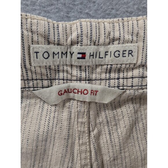 Tommy Hilfiger Pants Womens 8 Beige Stripe Gaucho Fit Capri Cropped Casual - Picture 12 of 13